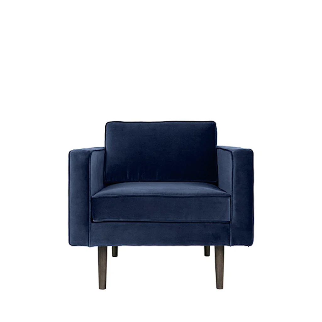 Broste Copenhagen Wind Velvet Armchair In Insignia Blue