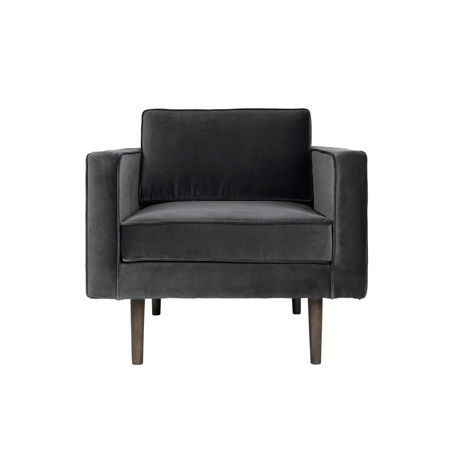 Broste Copenhagen Wind Velvet Armchair In Magnet Grey