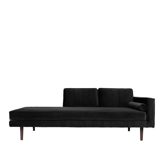 Broste Copenhagen Wind Velvet Chaise Longue In Black, Right Sided