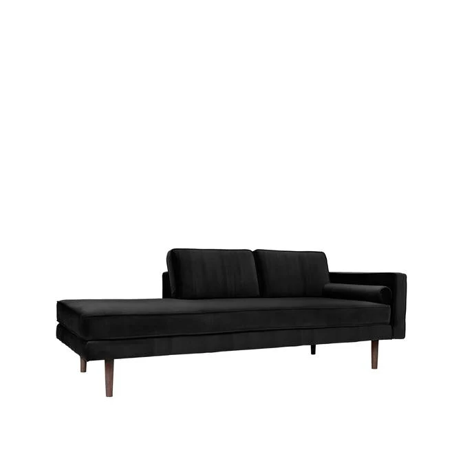 Broste Copenhagen Wind Velvet Chaise Longue In Black, Right Sided - Image 3