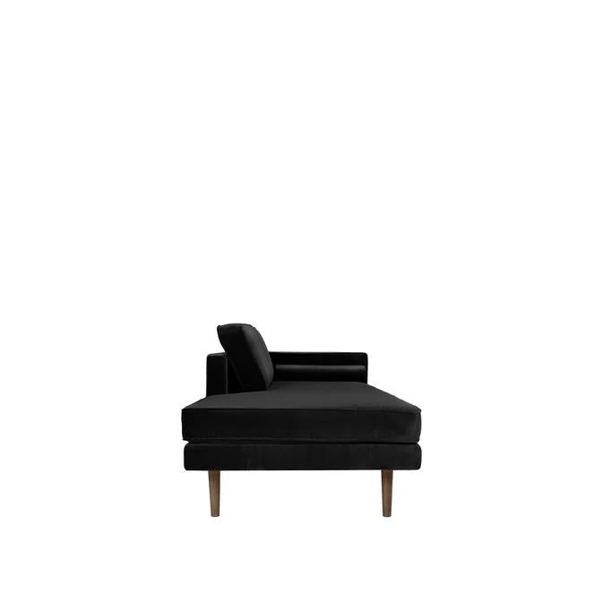 Broste Copenhagen Wind Velvet Chaise Longue In Black, Right Sided - Image 5