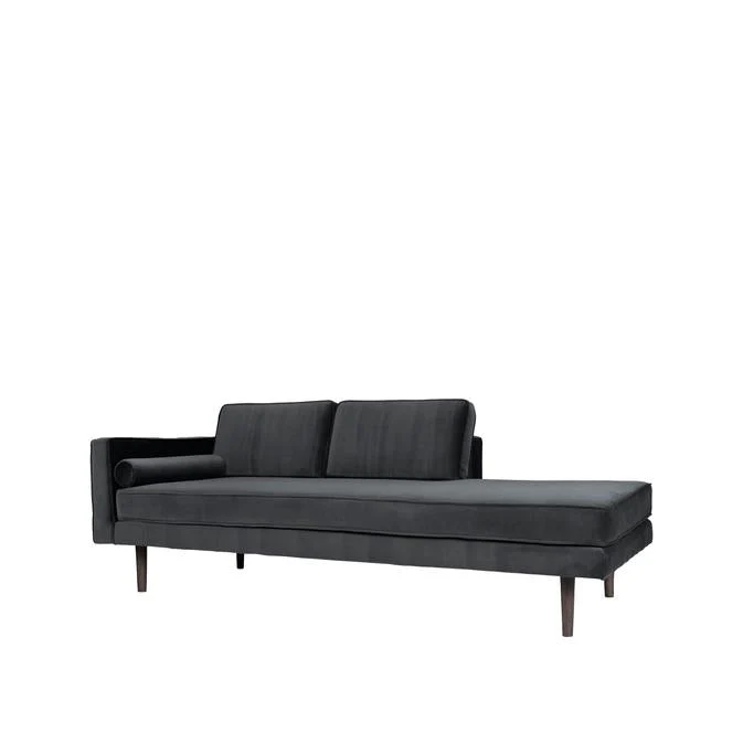 Broste Copenhagen Wind Velvet Chaise Longue In Magnet Grey, Left Sided - Image 2