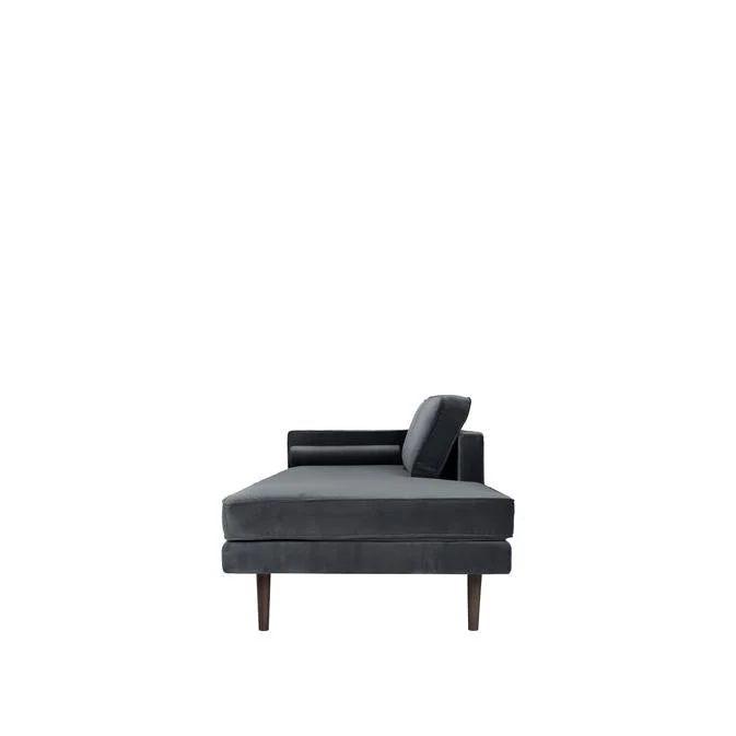 Broste Copenhagen Wind Velvet Chaise Longue In Magnet Grey, Left Sided - Image 4