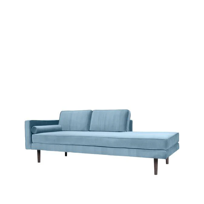 Broste Copenhagen Wind Velvet Chaise Longue In Pastel Blue, Left Sided - Image 3