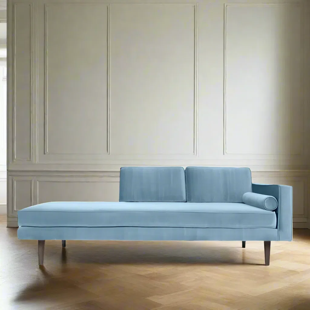 Broste Copenhagen Wind Velvet Chaise Longue In Pastel Blue, Right Sided - Image 2