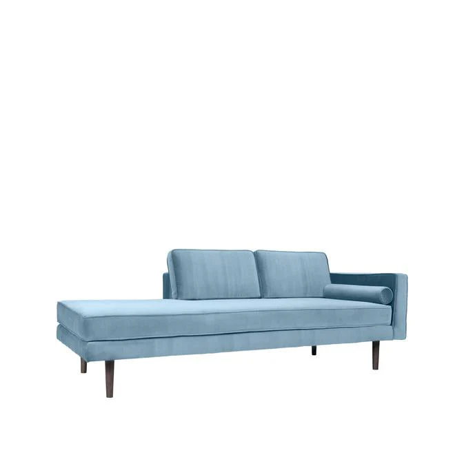 Broste Copenhagen Wind Velvet Chaise Longue In Pastel Blue, Right Sided - Image 3