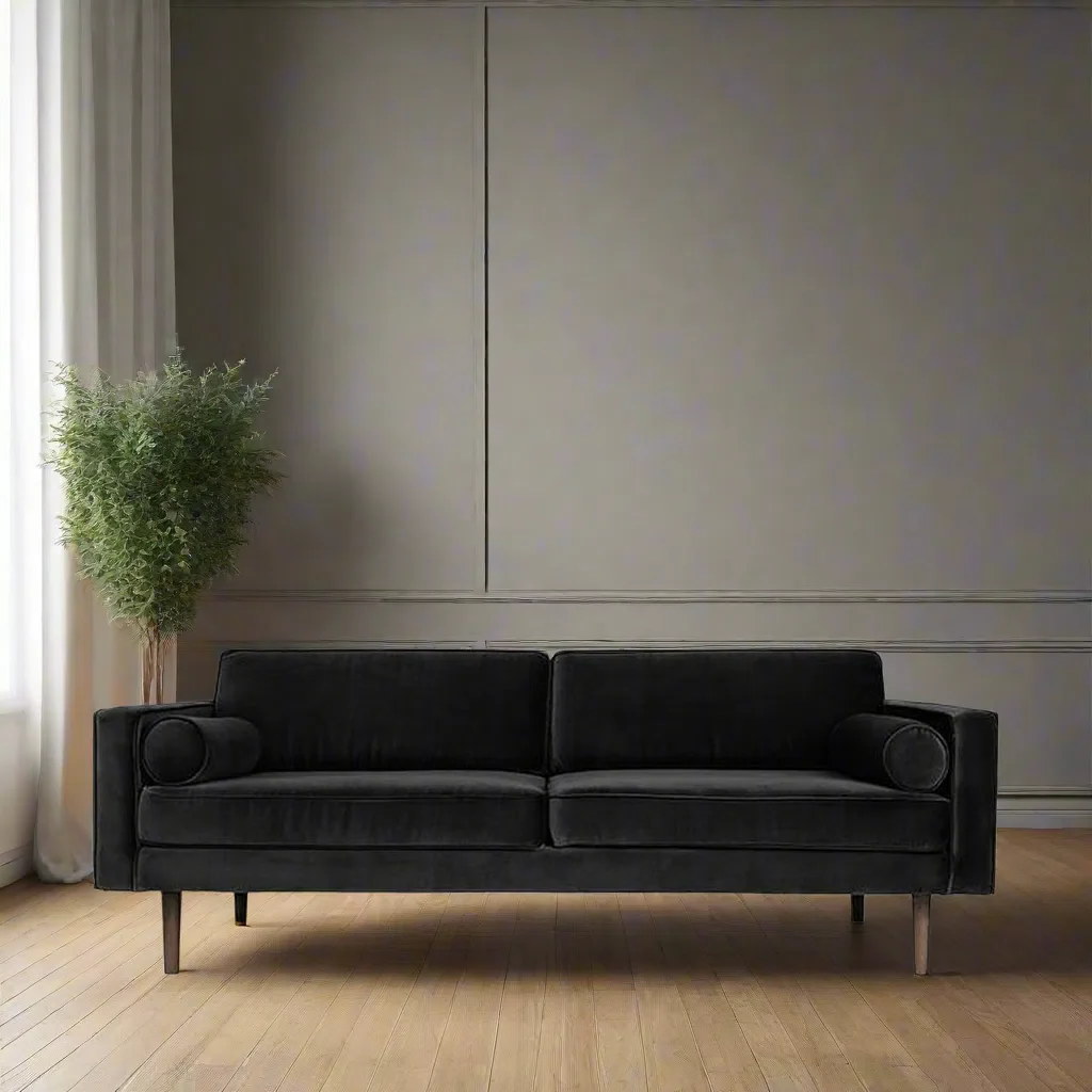 Broste Copenhagen Wind Velvet Large Sofa In Black - Image 2