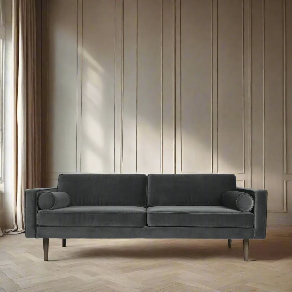 Broste Copenhagen Wind Velvet Large Sofa In Magnet Grey - Image 2