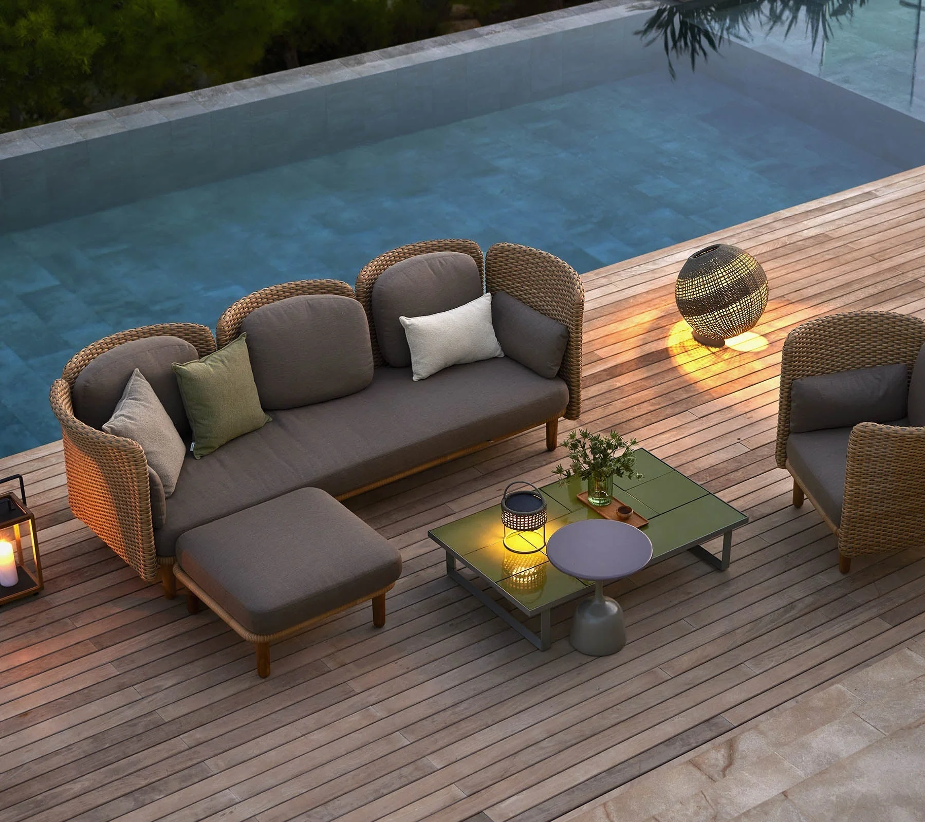 Cane-line Arch 3-Seat. Sofa Low Arm/Backrest & Chaise Longue - Image 2
