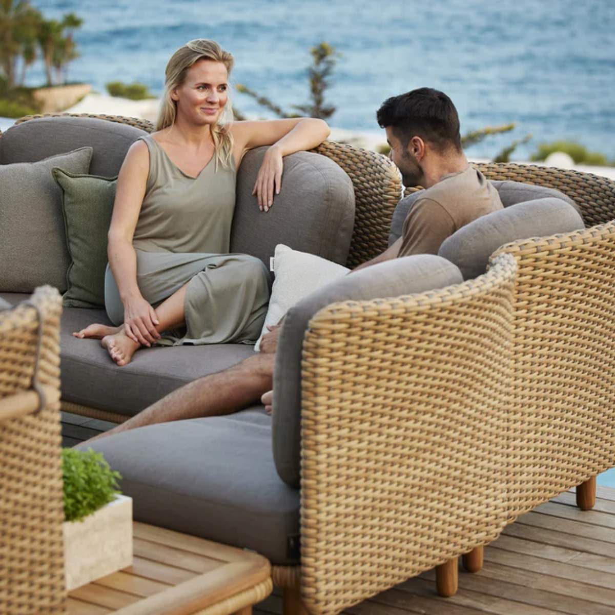 Cane-line Arch 3-Seater Sofa w/ Low Arm/Backrest & Chaise Lounge - Image 3