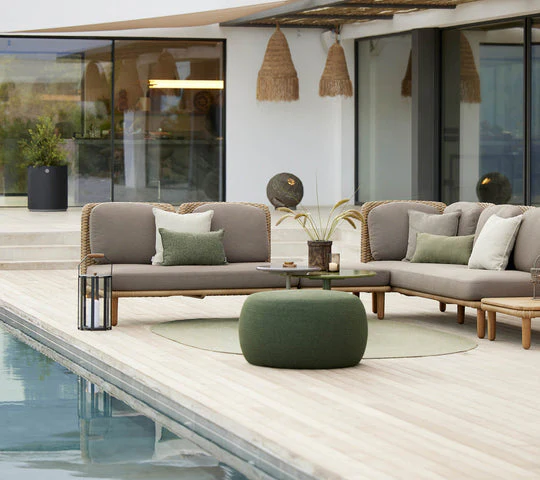 Cane-line Arch Corner Sofa with Low Backrest & Table - Image 2