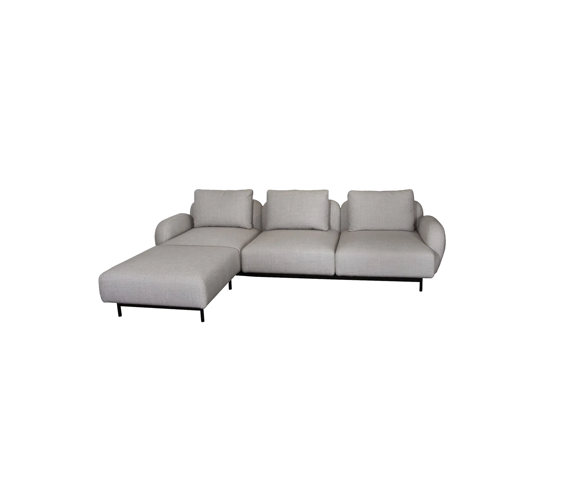 Cane-line Aura 3-Seater Sofa with Low Armrest & Chaise Lounge - Image 4