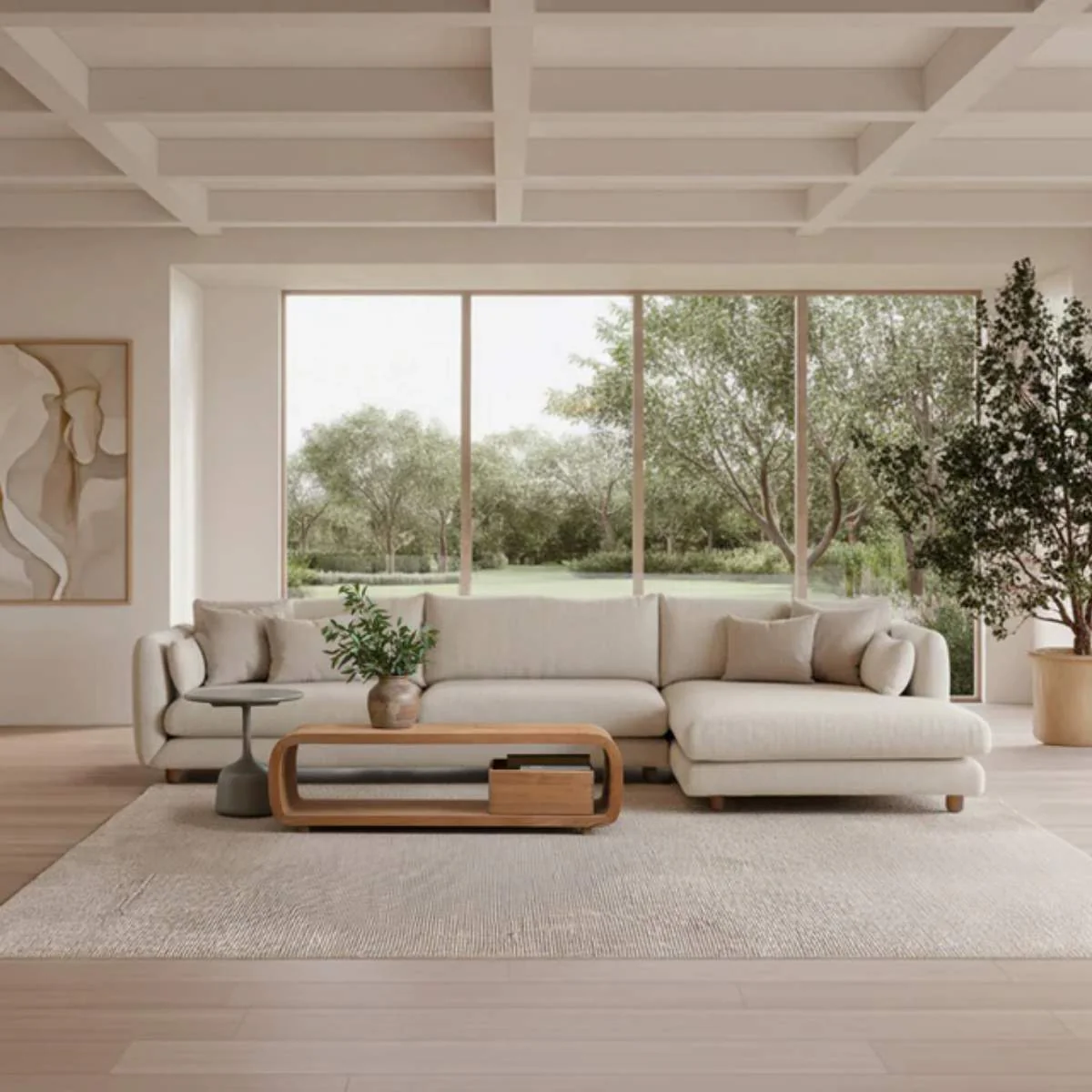 Cane-line Bloom 3-Seater Sofa With Chaise Longue, Left And Teak Legs - Image 7