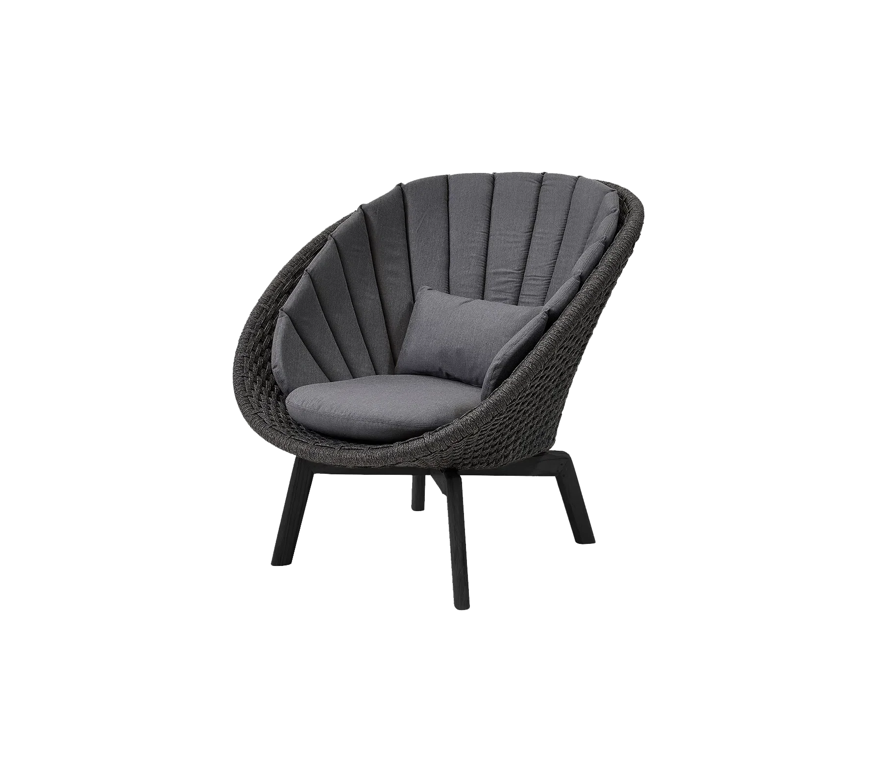 Cane-line Peacock Lounge Chair with Black Aluminium Legs