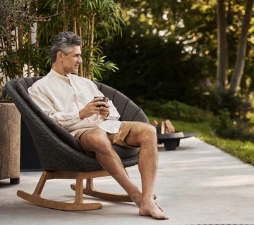 Cane-line Peacock Rocking Chair with Teak Legs - Image 10