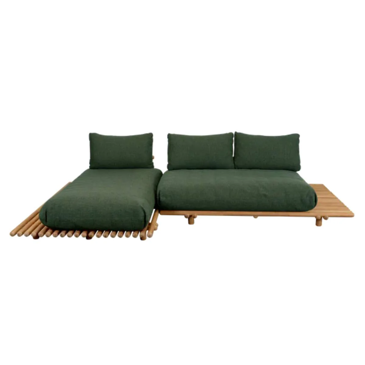 Cane-line Sticks Platform, Sofa w/ Chaise Lounge - Image 5