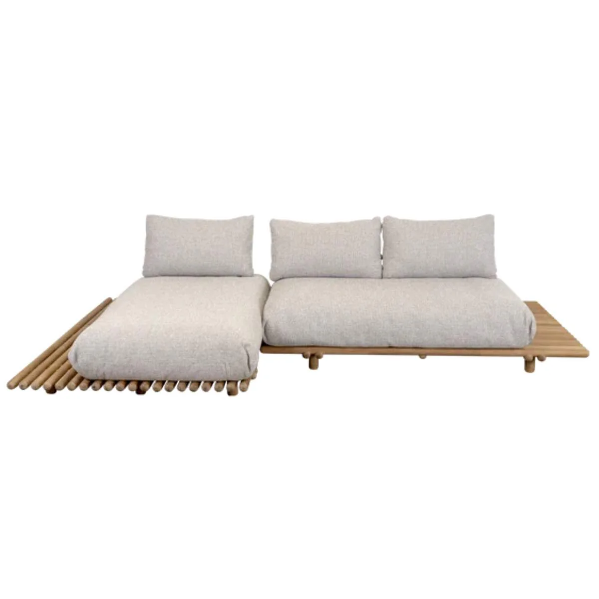 Cane-line Sticks Platform, Sofa w/ Chaise Lounge - Image 3