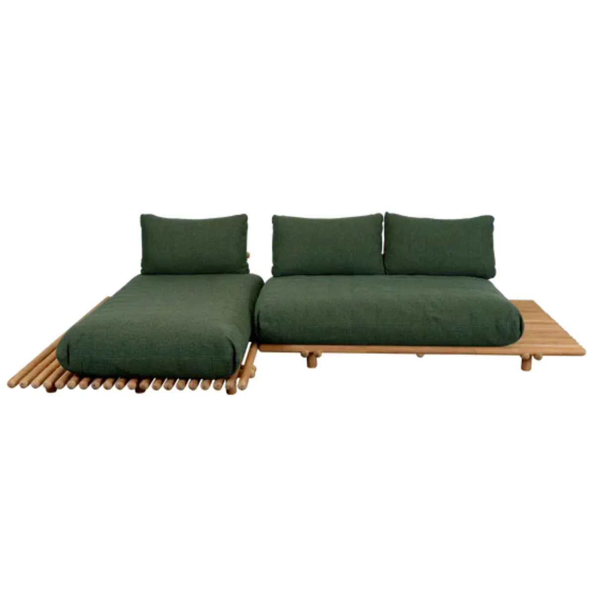 Cane-line Sticks Platform, Sofa w/ Chaise Lounge - Image 5