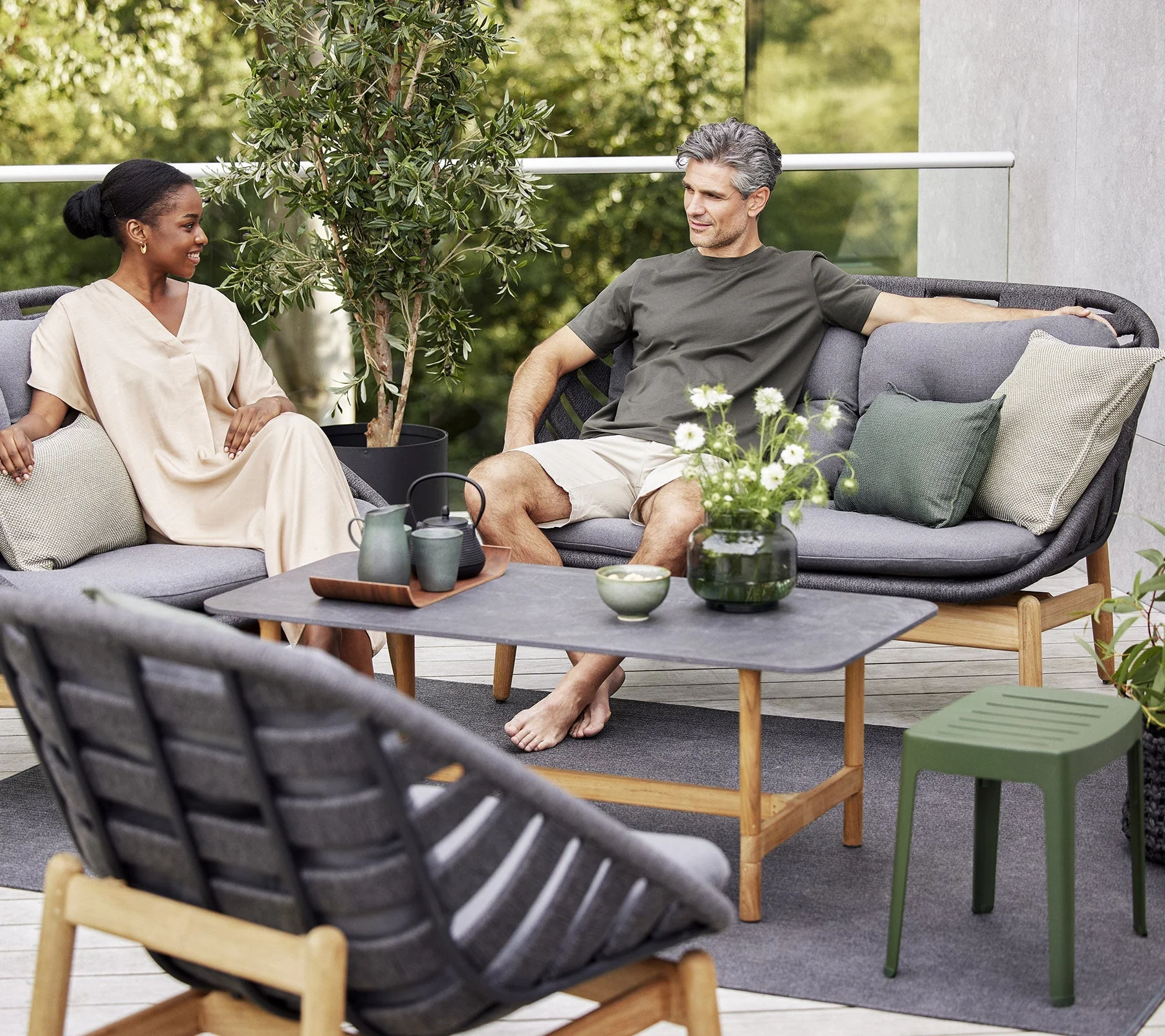 Cane-line Strington Lounge Chair with Teak Base - Image 3