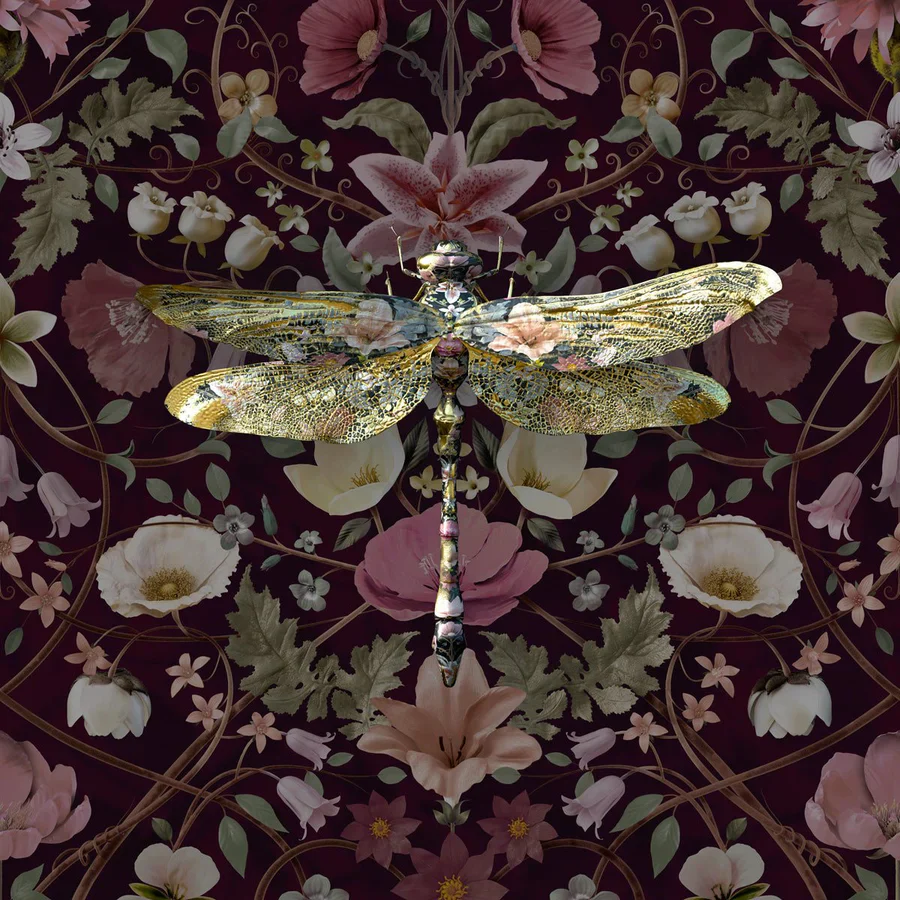 Carmine Lake Anisoptera In Cranberry Framed Artwork - Image 2