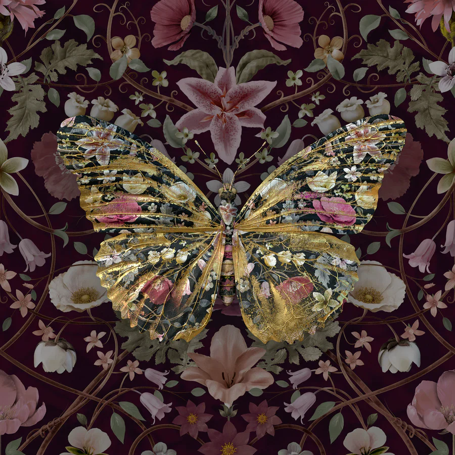 Carmine Lake Papilio In Cranberry Framed Artwork - Image 2