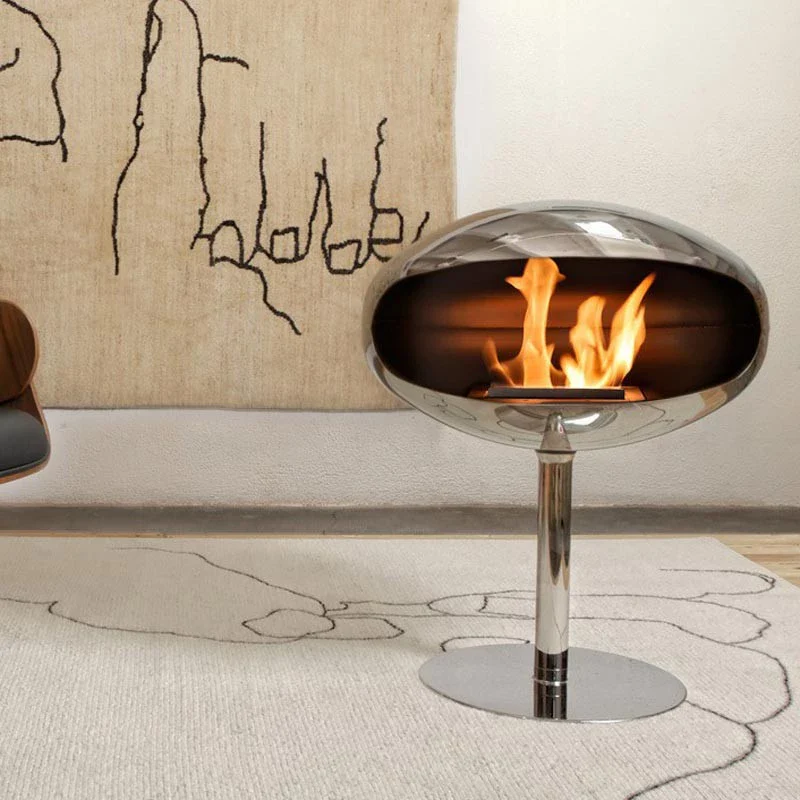Cocoon Fires Pedestal - Polished Steel with a Polished Steel Base - Image 4