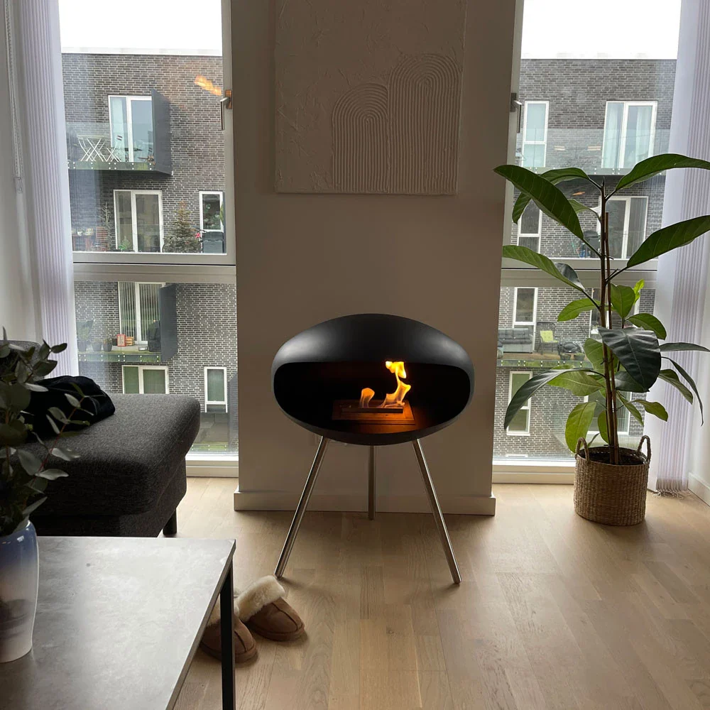 Cocoon Fires Terra - Matte Black with Steel Legs - Image 2
