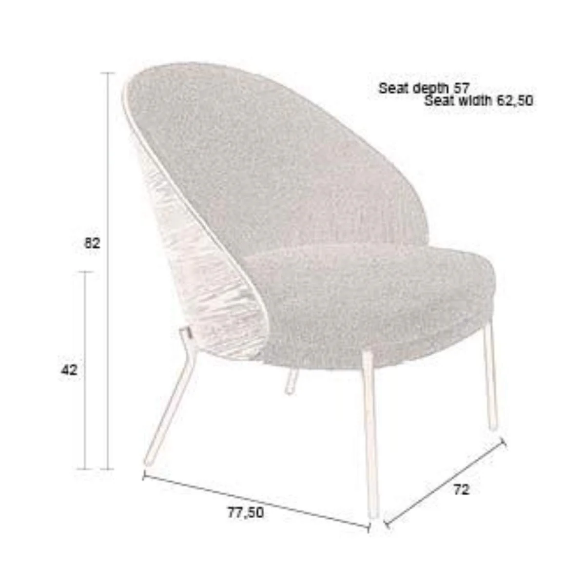 Dutch Bone Lounge Chair Rodin Bouclé Black - Image 11