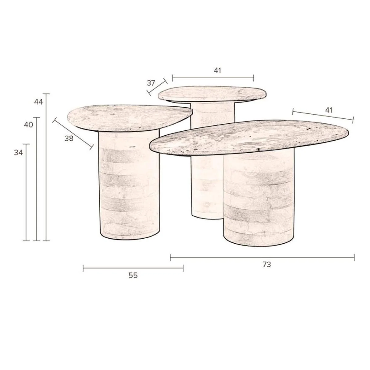 Dutch Bone Side Table Suki (Set of 3) - Image 14