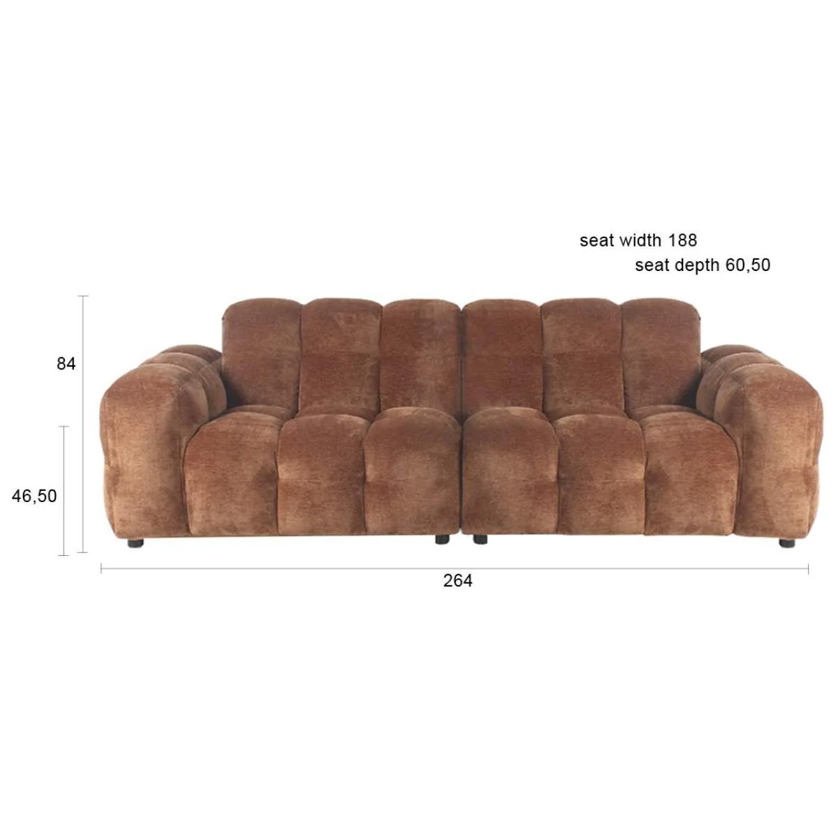 Dutch Bone Sofa Hackman 3-Seater Velours Cognac - Image 3