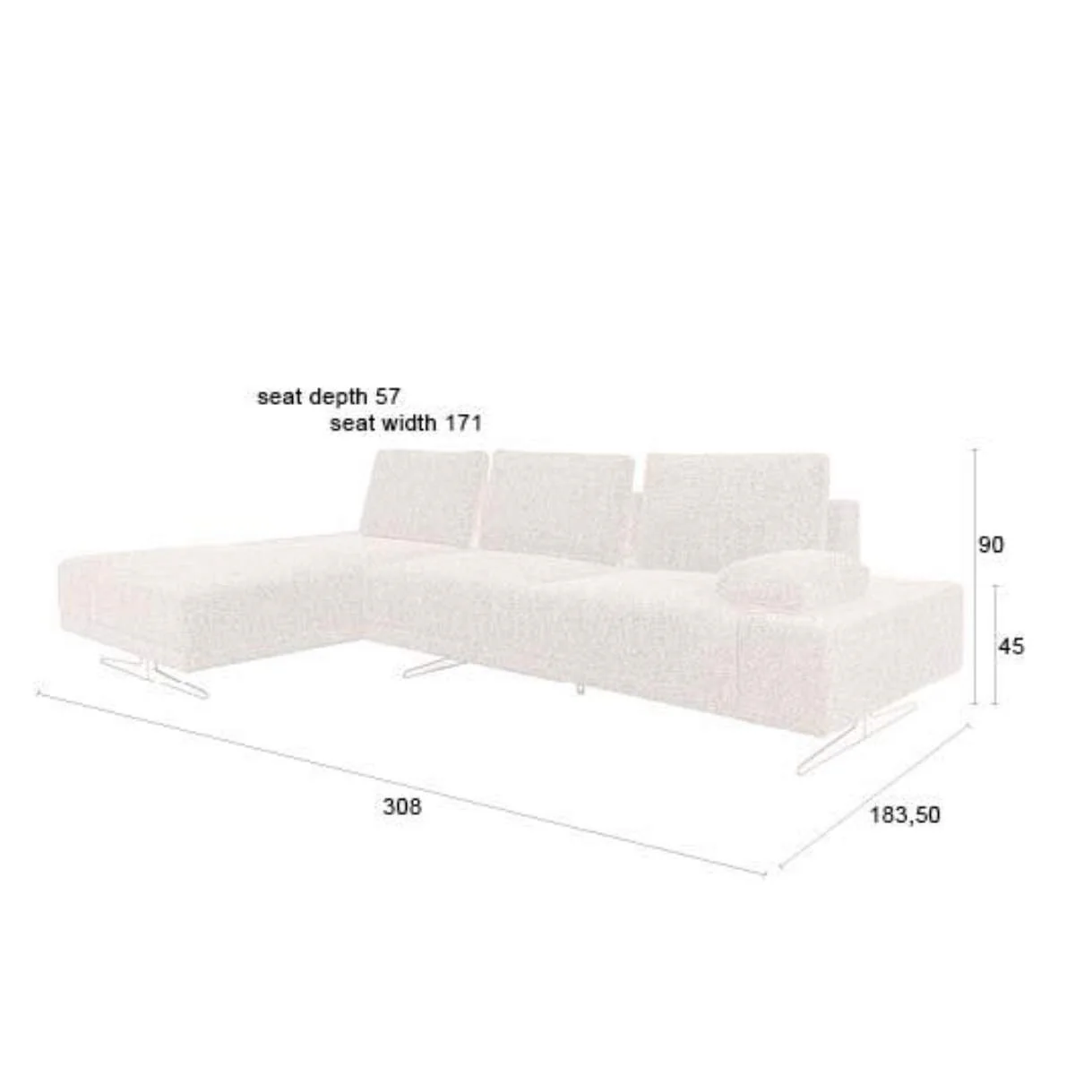 Dutch Bone Sofa Shelly Off-White Chaise Longue - Image 11
