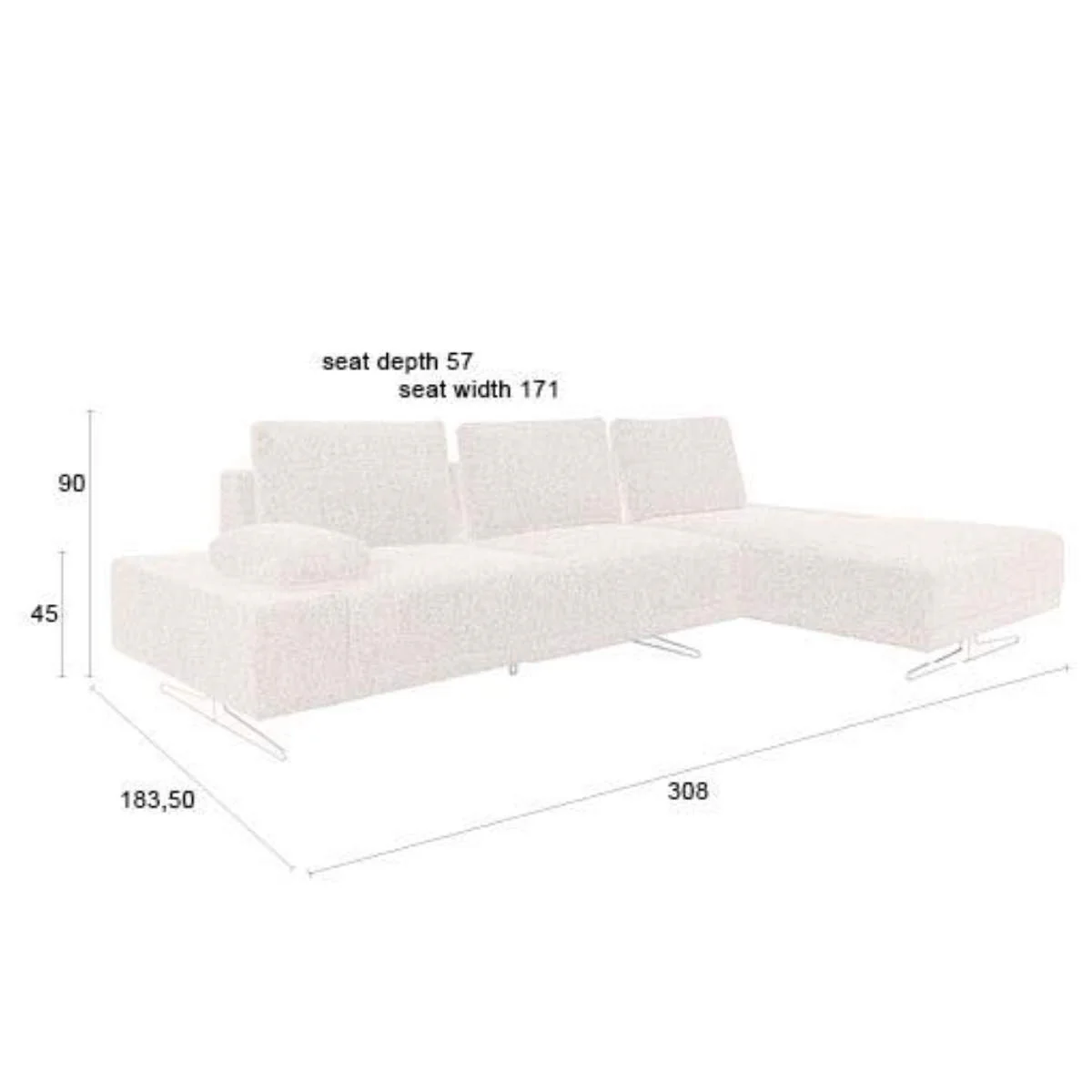 Dutch Bone Sofa Shelly Off-White Chaise Longue - Image 12