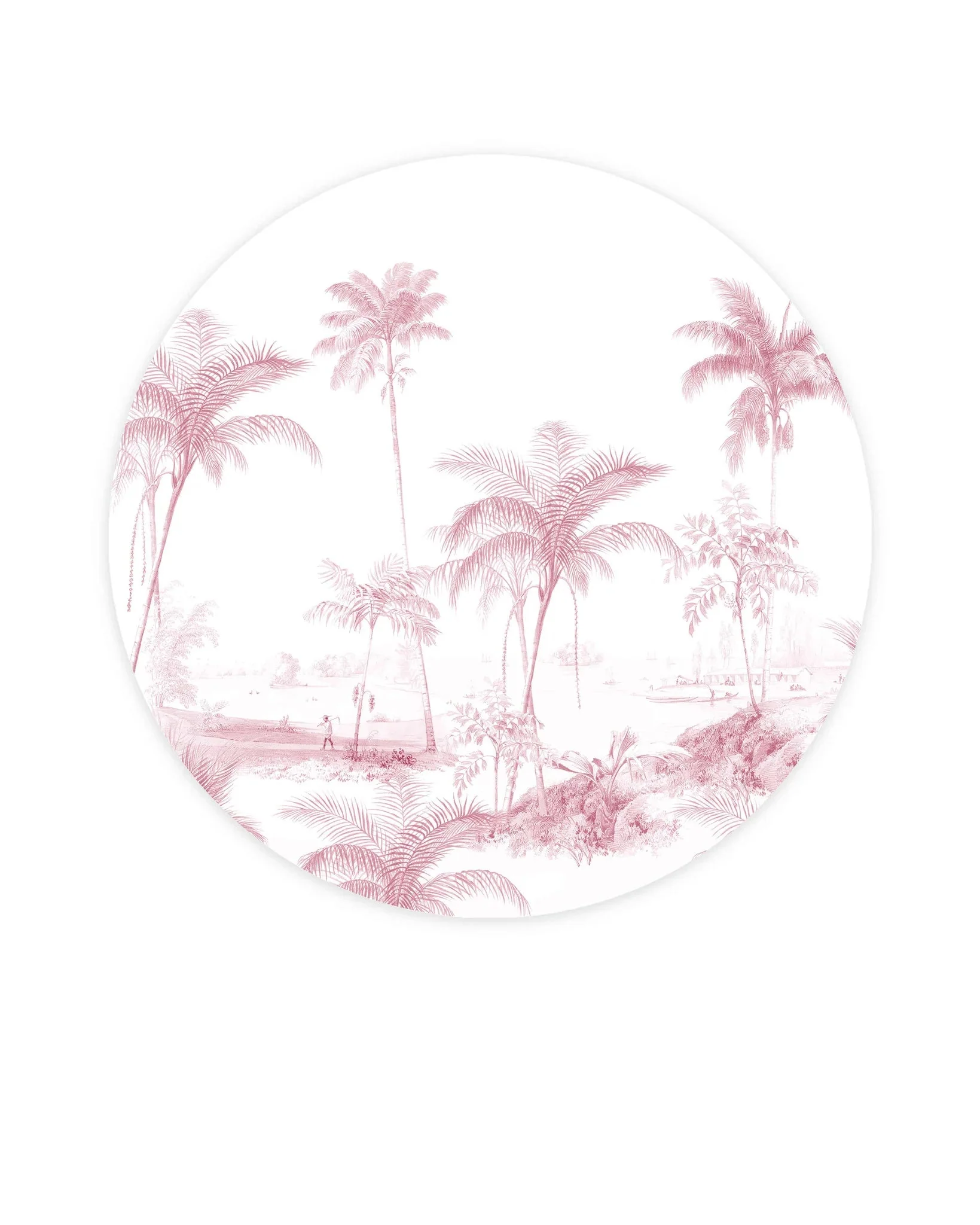 Creative Lab Amsterdam Exotic palms Pink Wallpaper Circle Mural