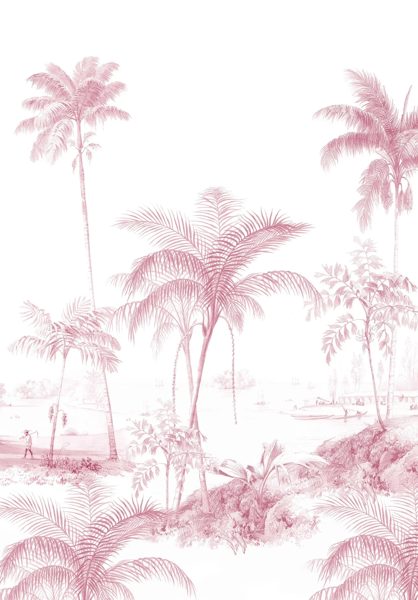 Creative Lab Amsterdam Exotic palms Pink Wallpaper Circle Mural - Image 3