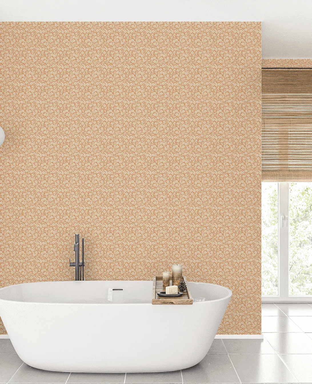 Creative Lab Amsterdam Flower Shower Dusty Orange Repetitive Wallpaper - Image 4