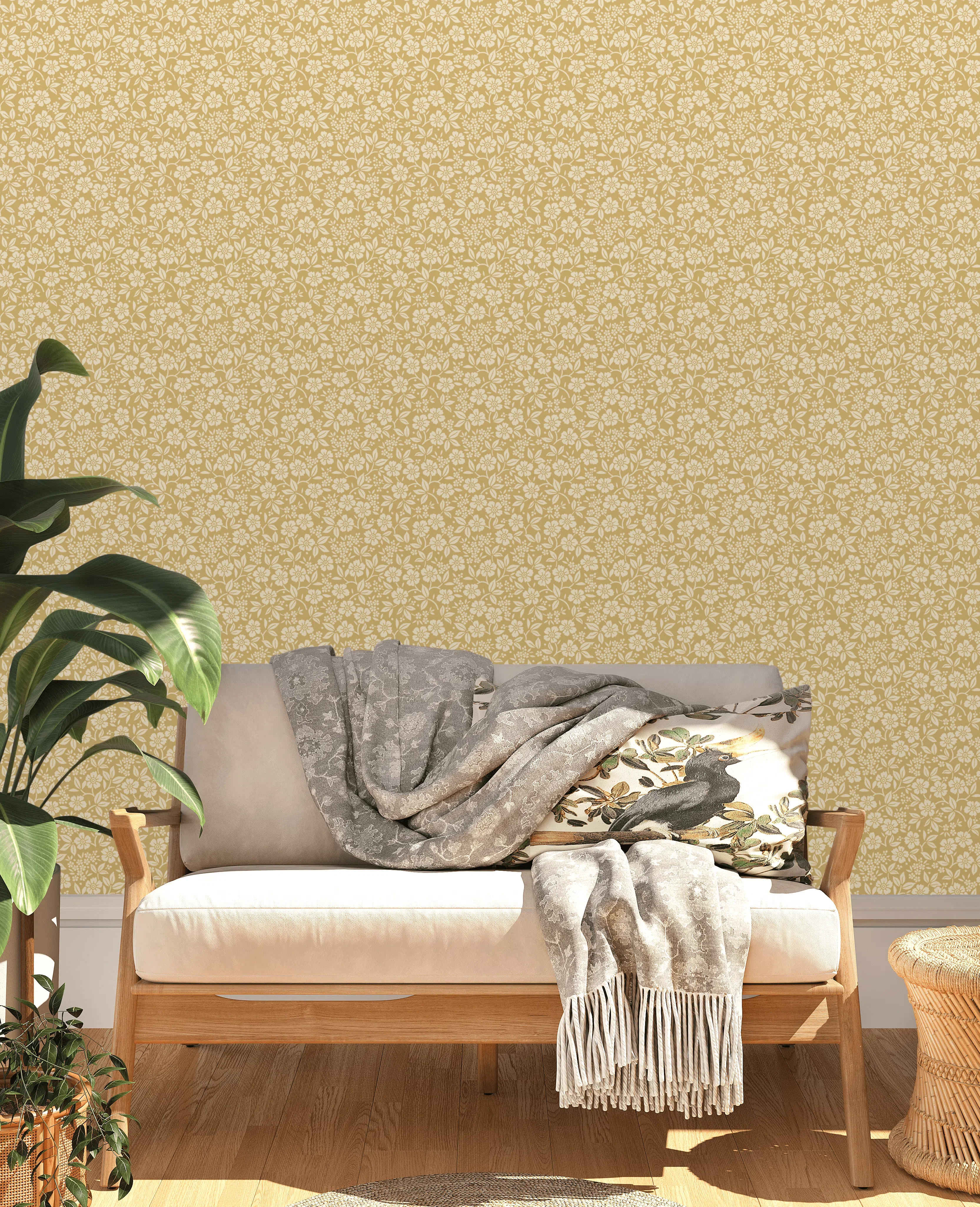Creative Lab Amsterdam Flower Shower Yellow Repetitive Wallpaper - Image 2