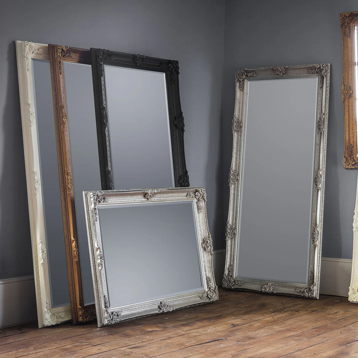 Gallery Direct Abbey Leaner Mirror Black 1650x795mm - Image 3