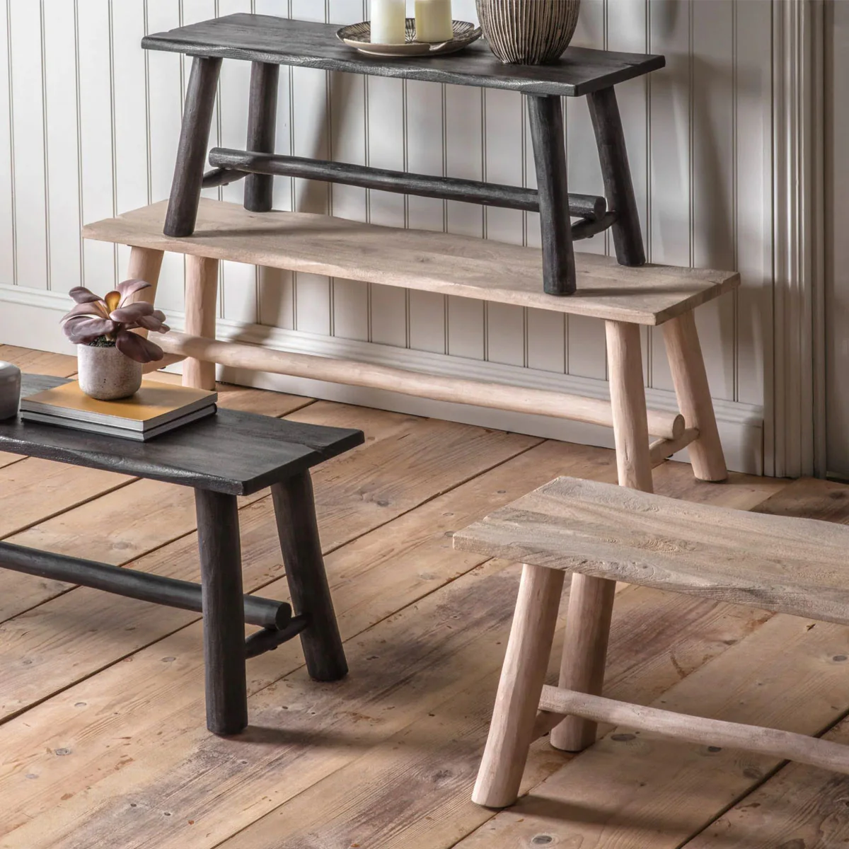 Gallery Direct Alberta Bench Natural Rustic 110x350x440mm - Image 4
