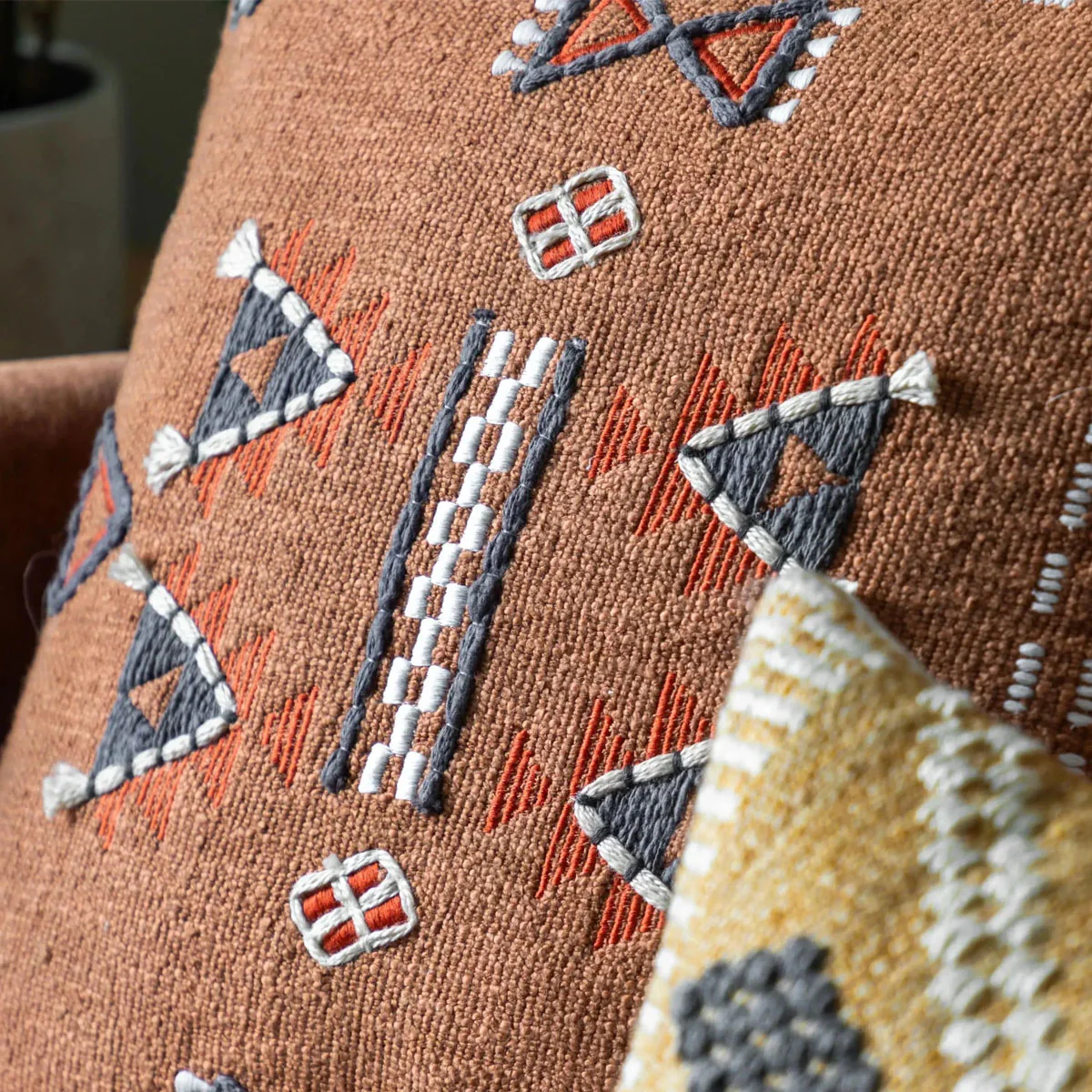 Gallery Direct Arlo Embellished Cushion Brown - Image 3
