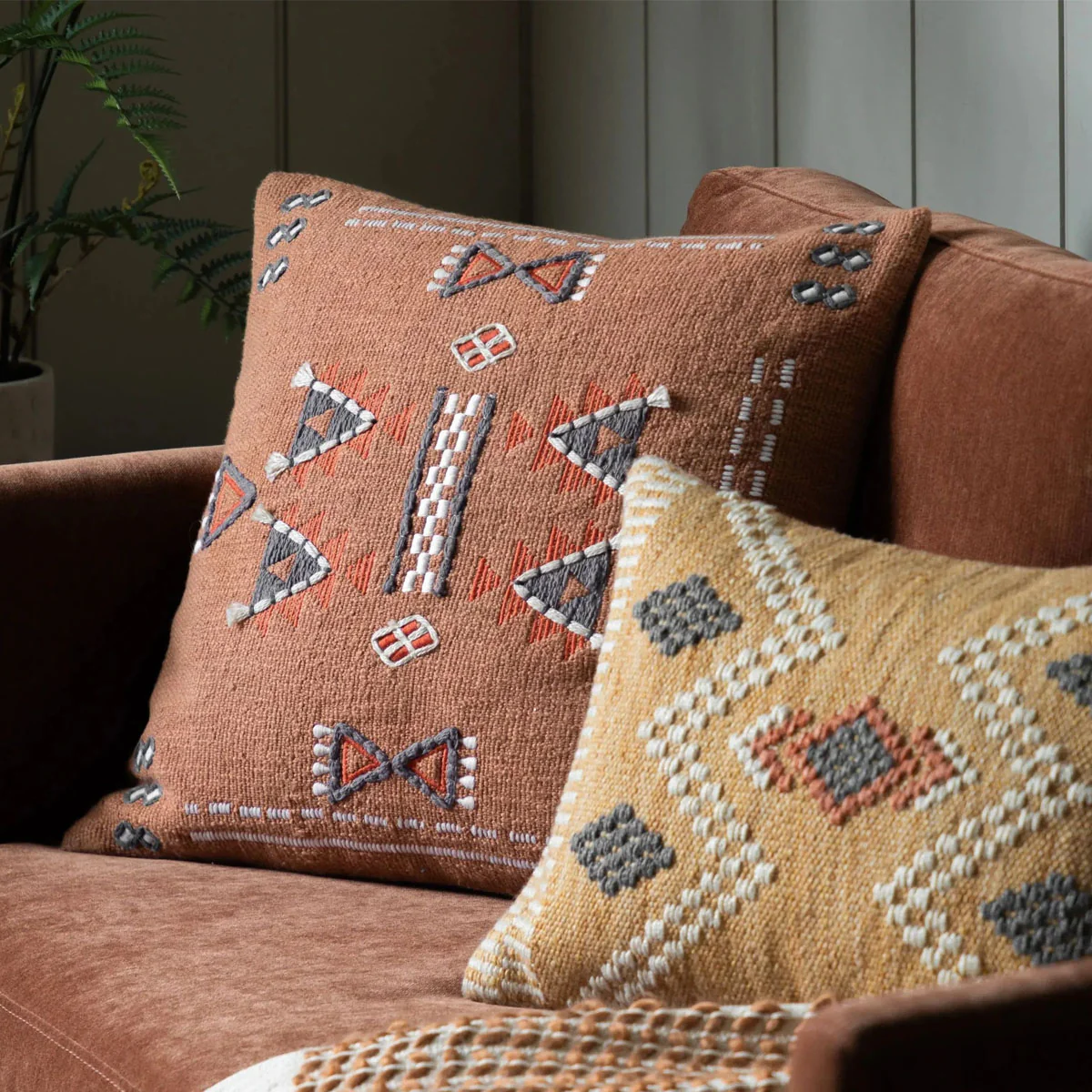 Gallery Direct Arlo Embellished Cushion Brown - Image 4