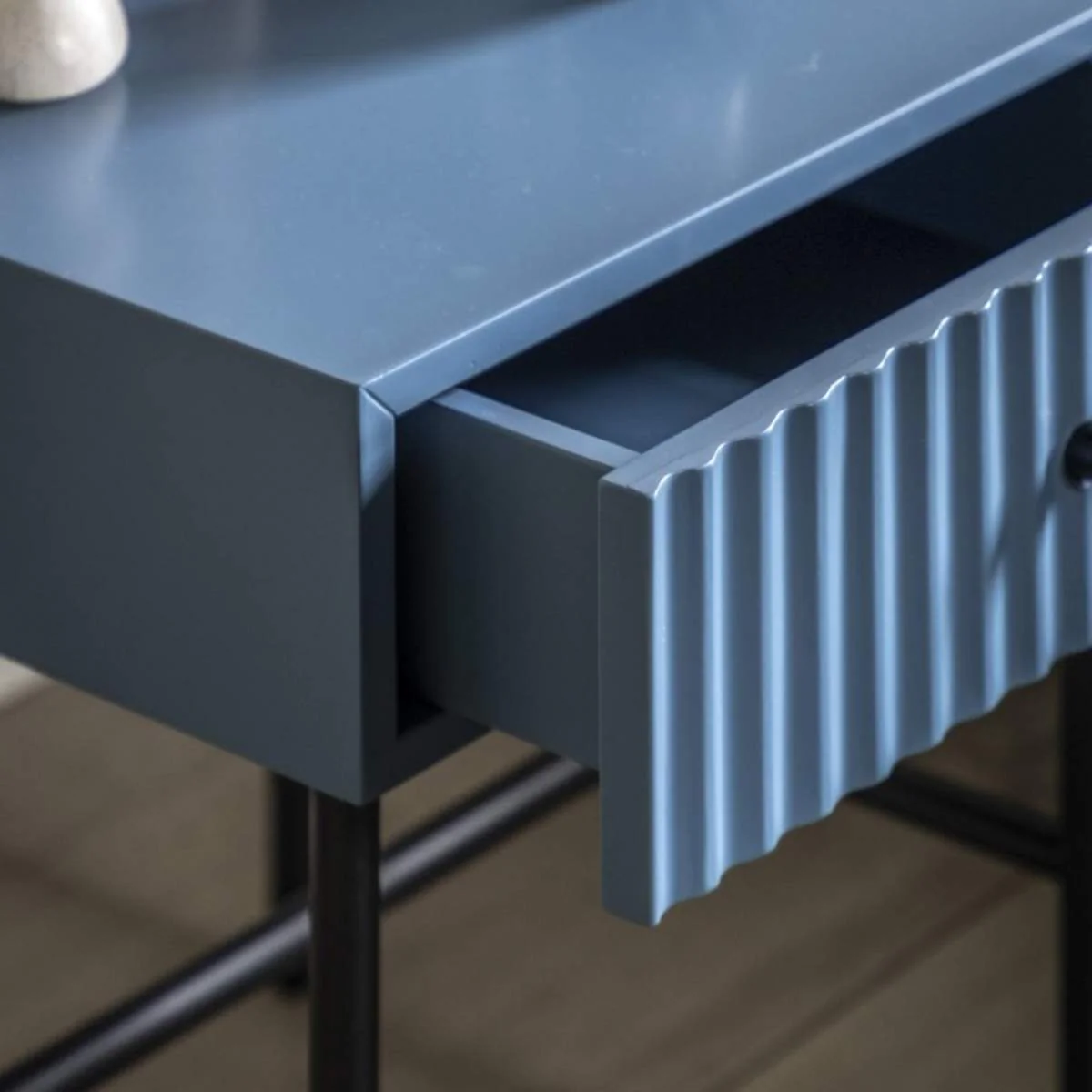 Gallery Direct Buckhurst 1 Drawer Bedside Blue 400x400x500mm - Image 4