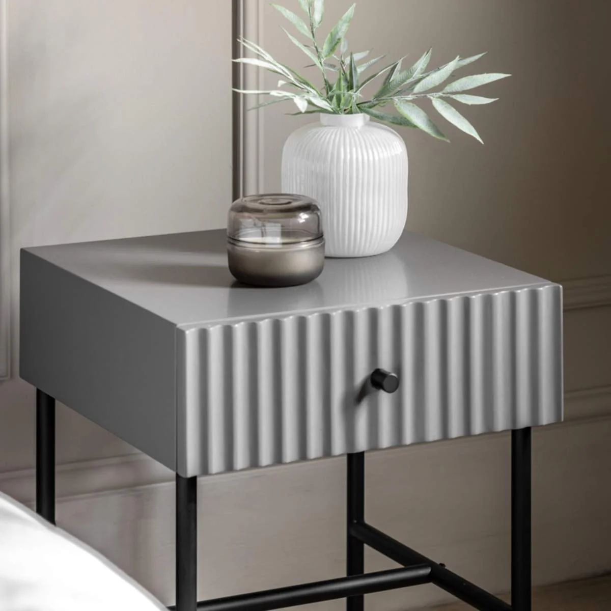 Gallery Direct Buckhurst 1 Drawer Bedside Grey 400x400x500mm - Image 5