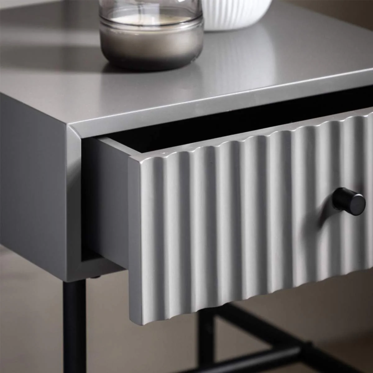 Gallery Direct Buckhurst 1 Drawer Bedside Grey 400x400x500mm - Image 6