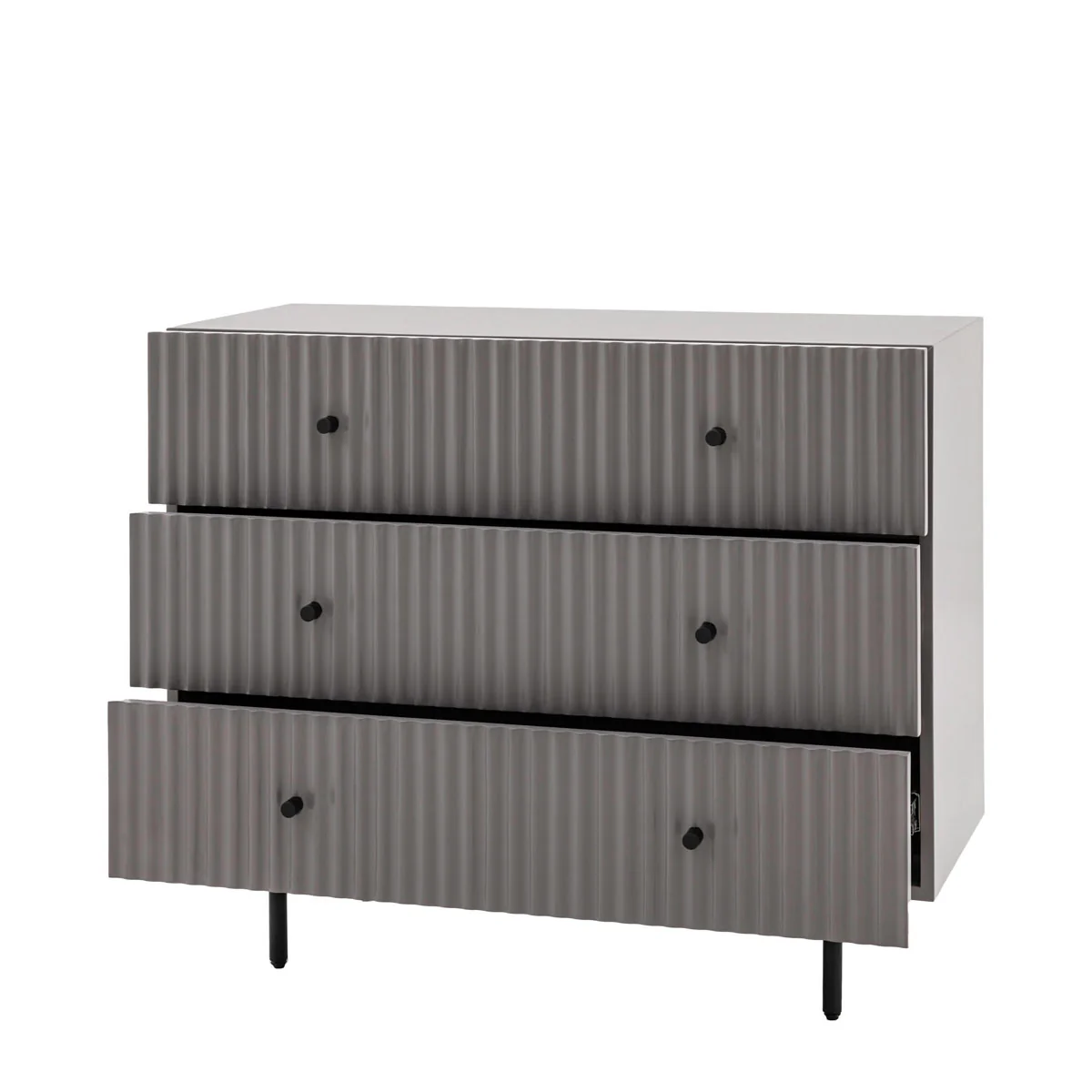 Gallery Direct Buckhurst 3 Drawer Chest Grey 400x900x750mm - Image 3