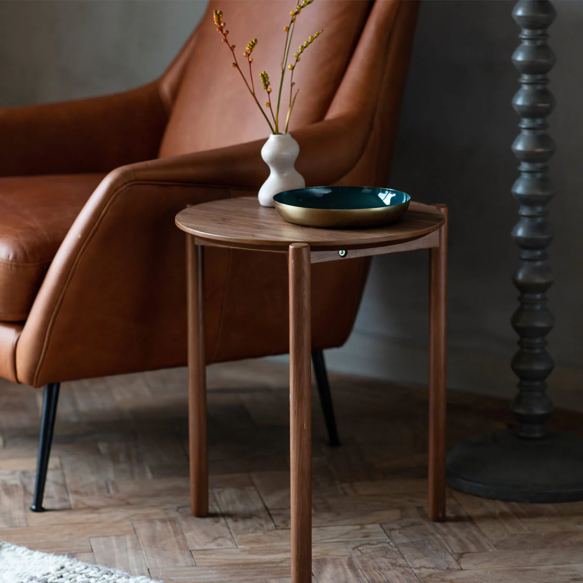 Gallery Direct Burley Side Table Walnut 400x400x500mm - Image 5
