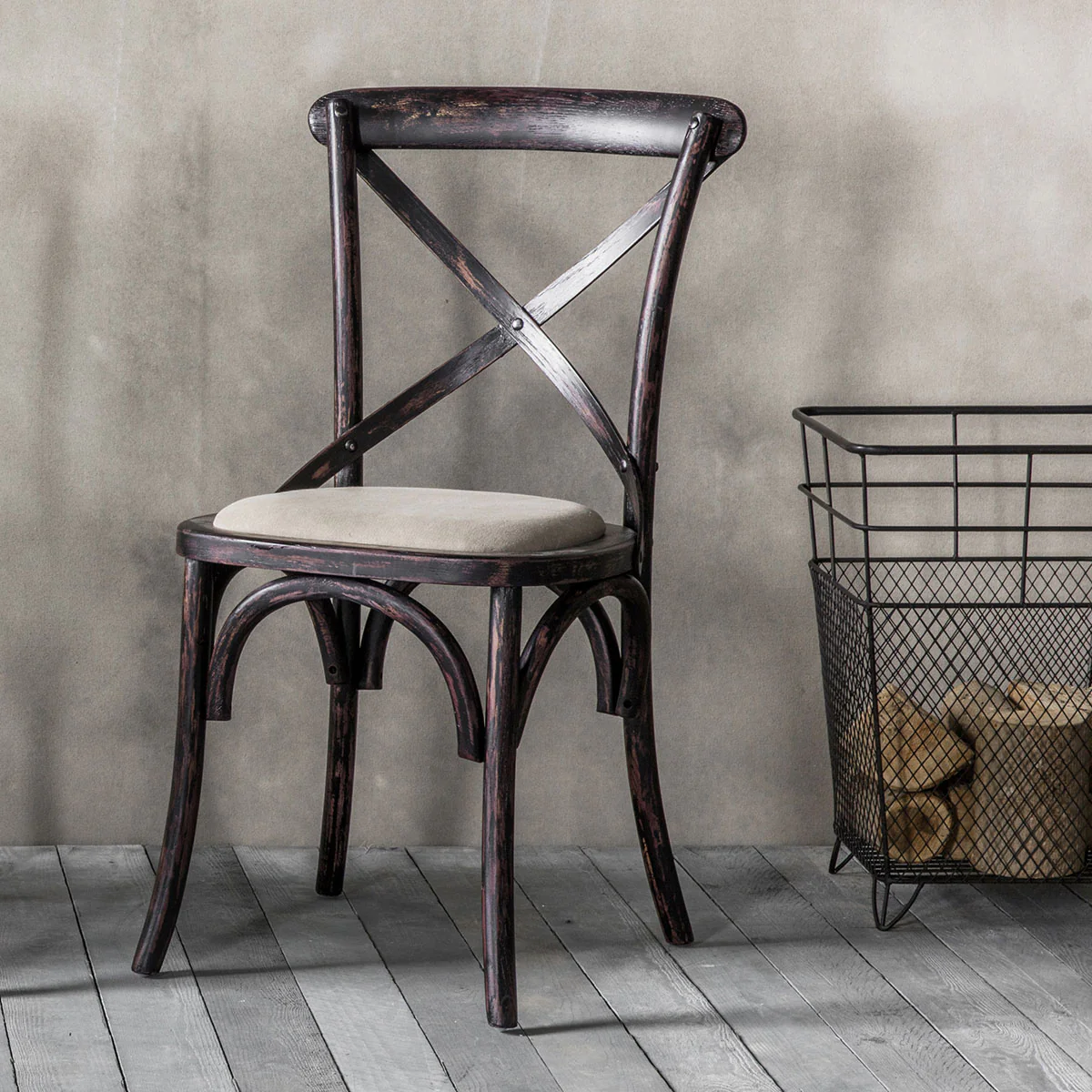 Gallery Direct Cafe Chair Black Linen 470x560x880mm (2pk) - Image 4