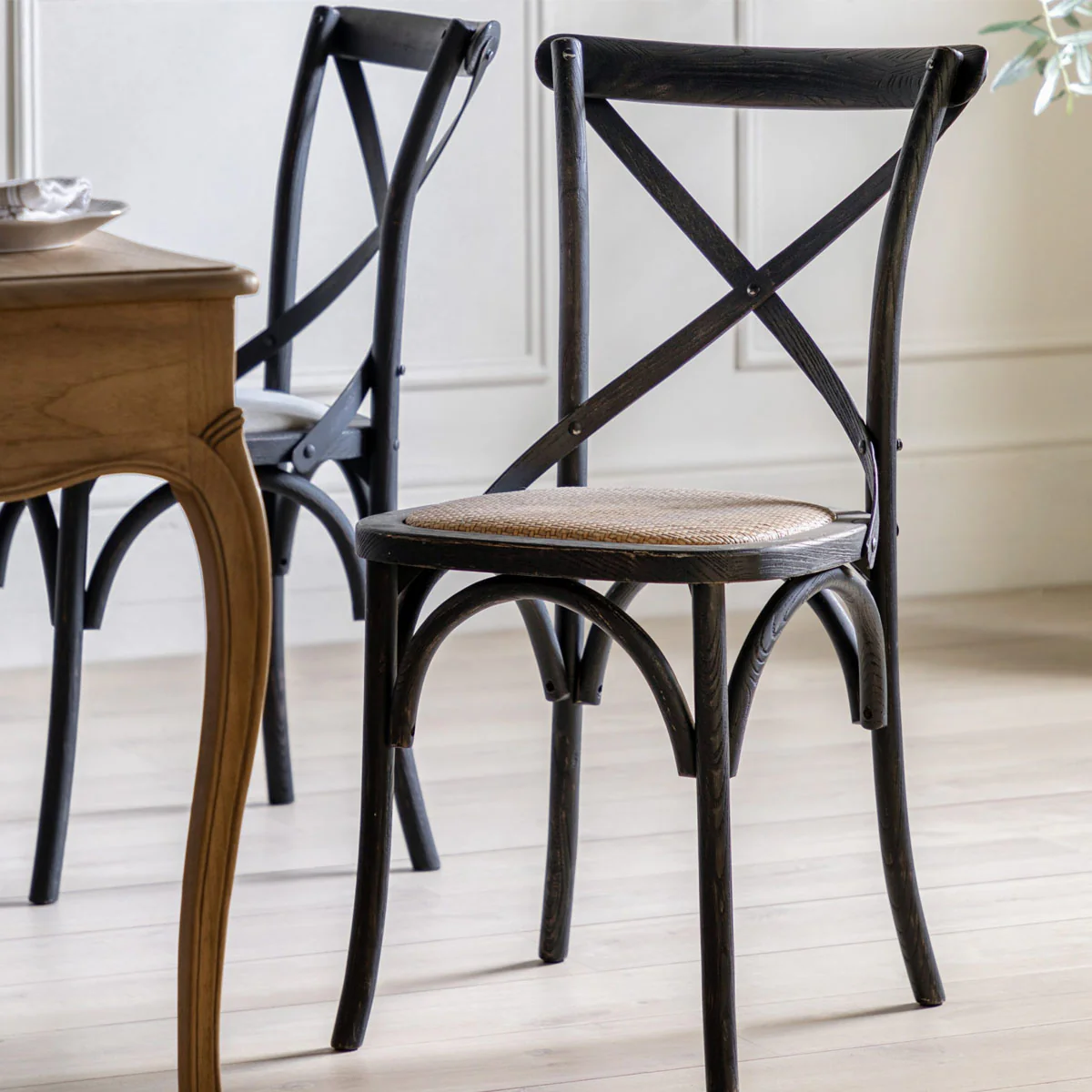 Gallery Direct Cafe Chair Black/Rattan (2pk) - Image 6