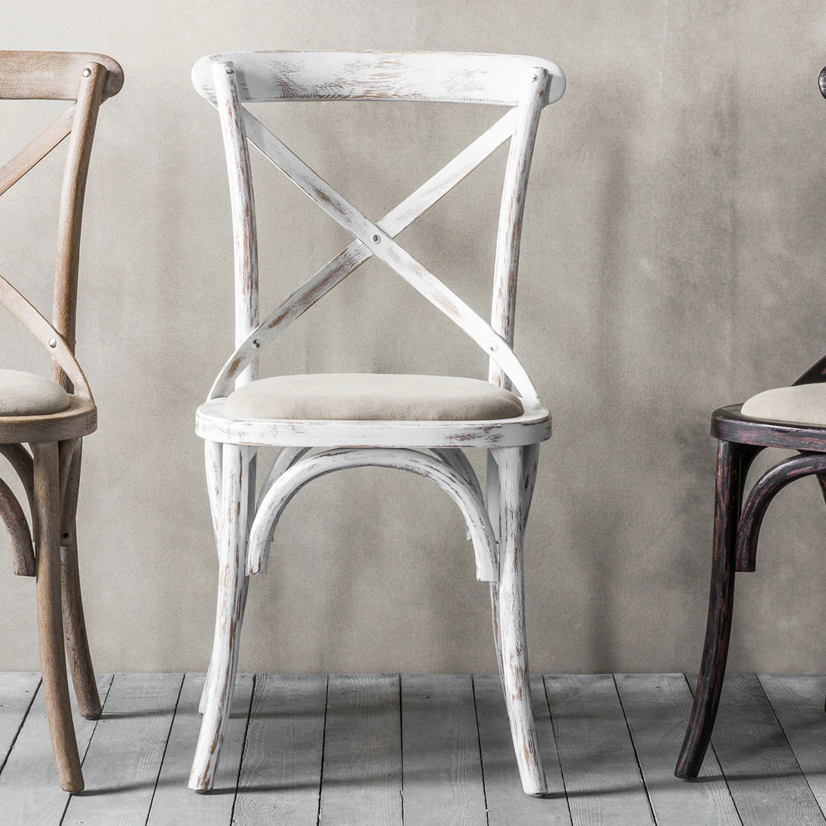 Gallery Direct Cafe Chair White Linen 470x560x880mm (2pk) - Image 4