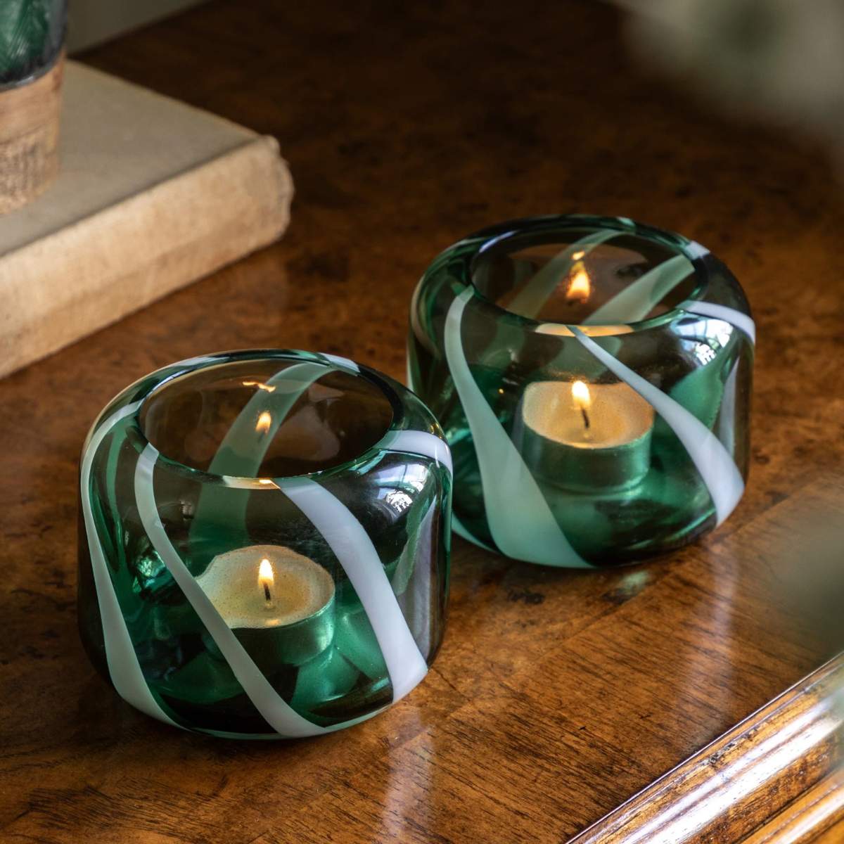 Gallery Direct Candy Stripe Tealight Holder Set of 2 - Image 5