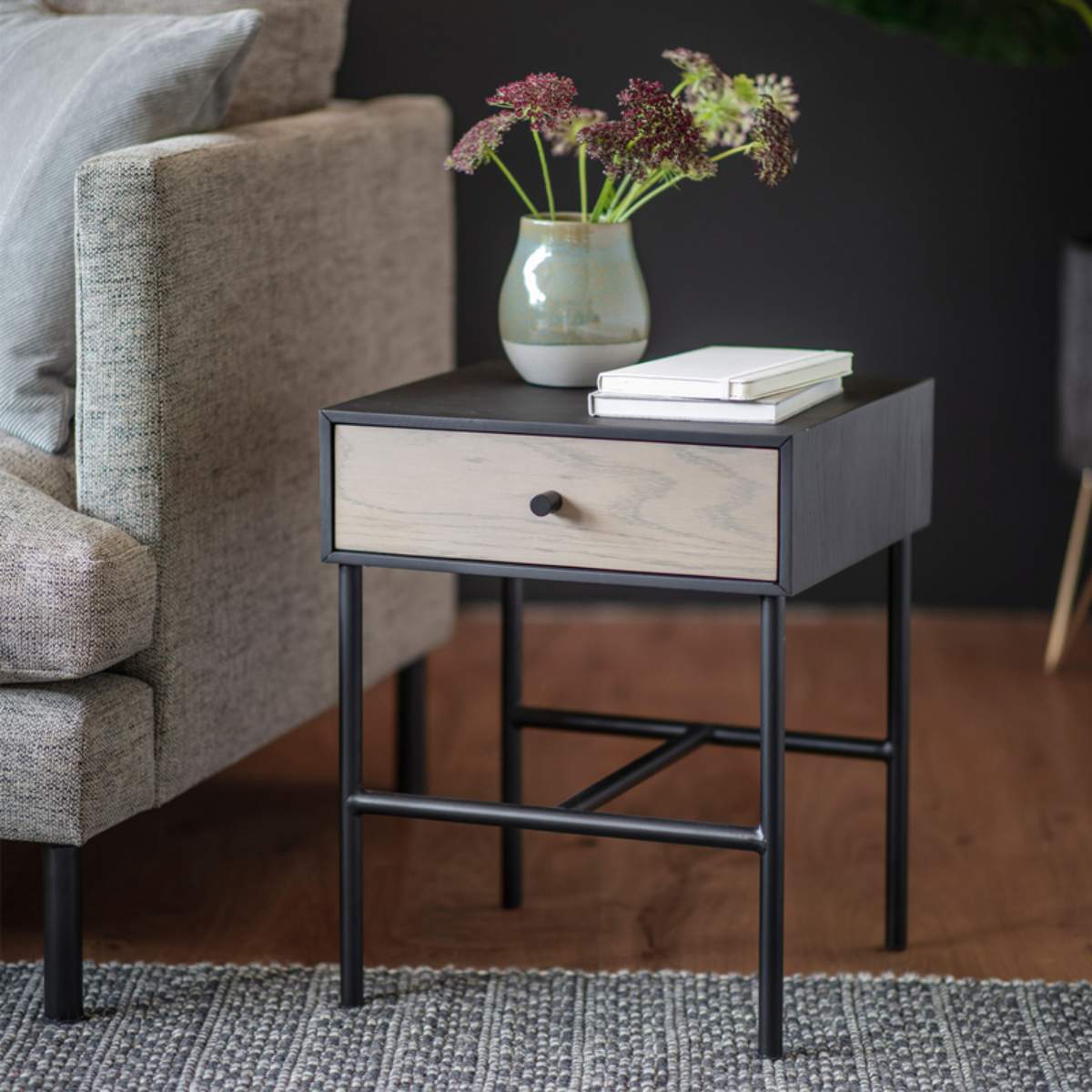 Gallery Direct Carbury 1 Drawer Bedside Table 400x400x500mm - Image 4
